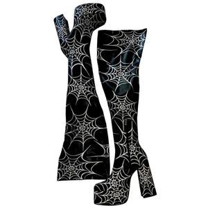 Last Pair!! DOLLS KILL OTK Black & White Spiderweb Platform Boots - NWT